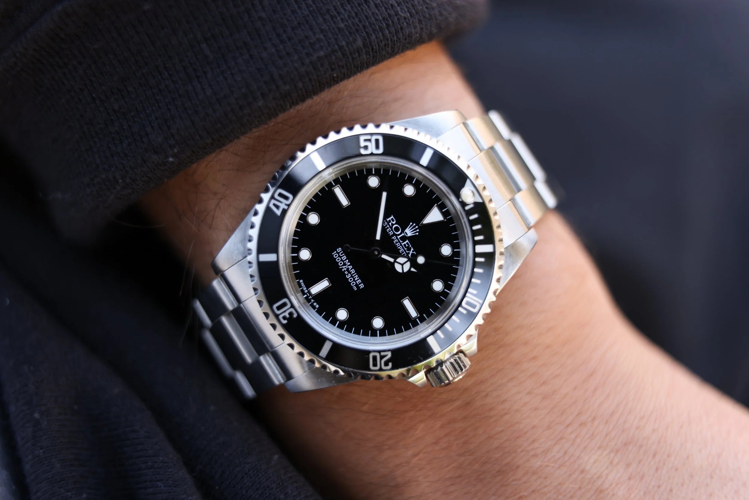 1997 Rolex Submariner Ref. 14060 | Creamy Patina | Box and Papers - Sierra Time Co.