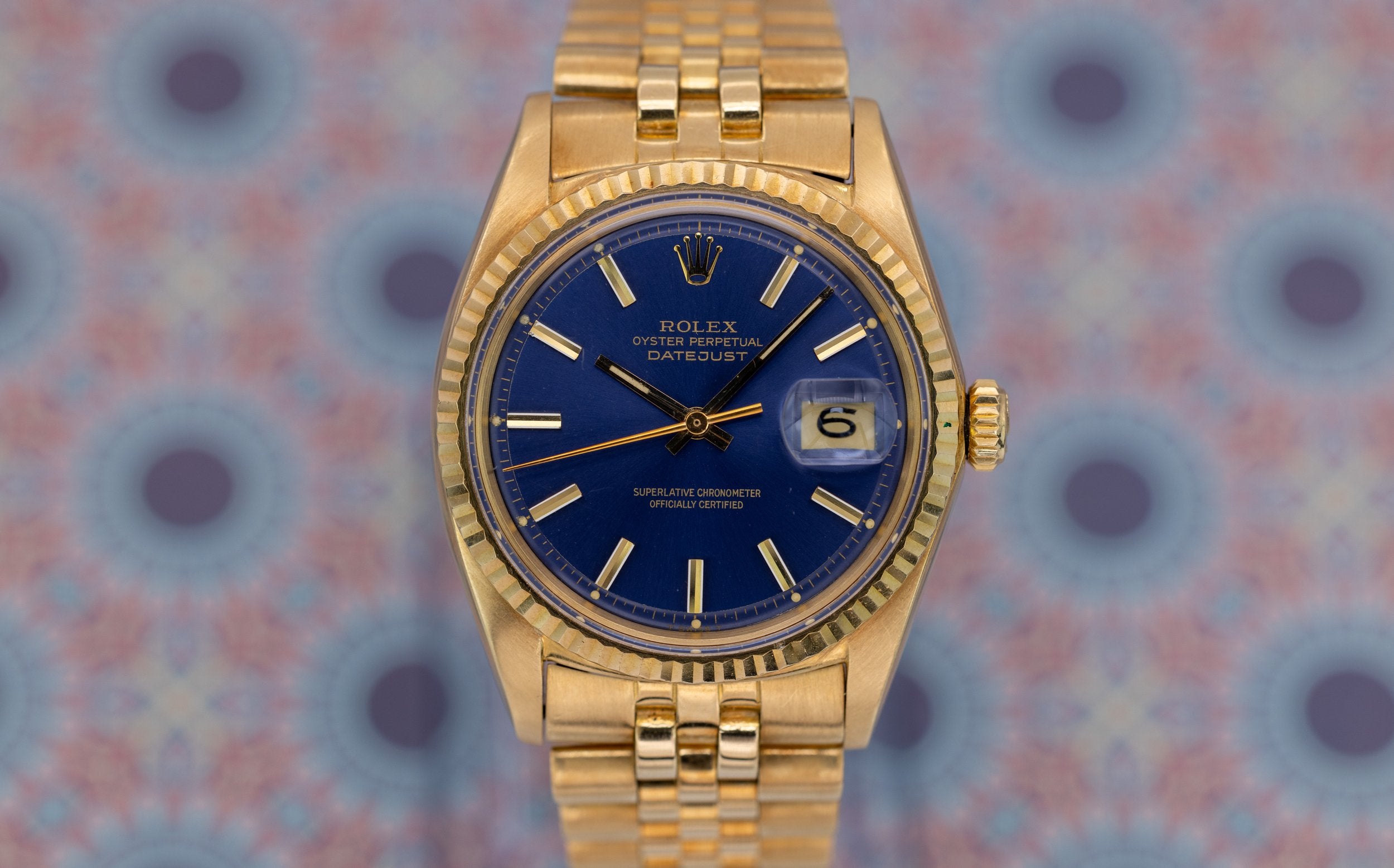 1970 Rolex Datejust Ref. 1601 | 18K YG | Dark Blue Sunburst Pie-Pan Dial