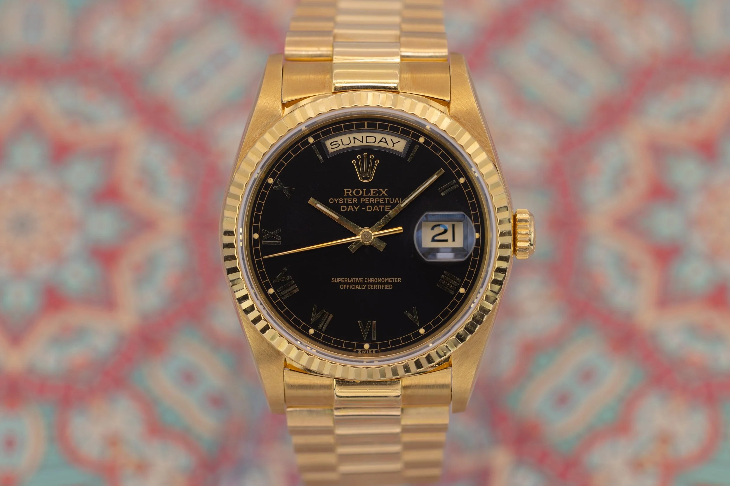 1995 Rolex Day-Date Ref. 18238 | 18K YG | Black Roman Numeral Dial