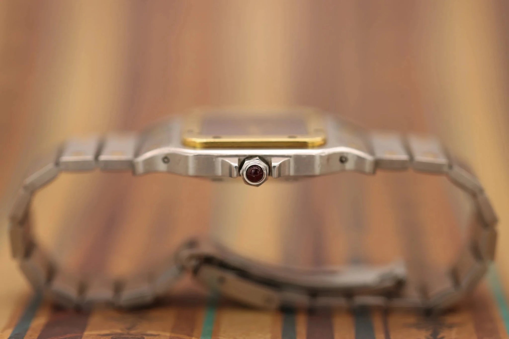 Cartier Santos Carree Ref. 2961 | Two-Tone | Á Pois Oxblood Dial - Sierra Time Co