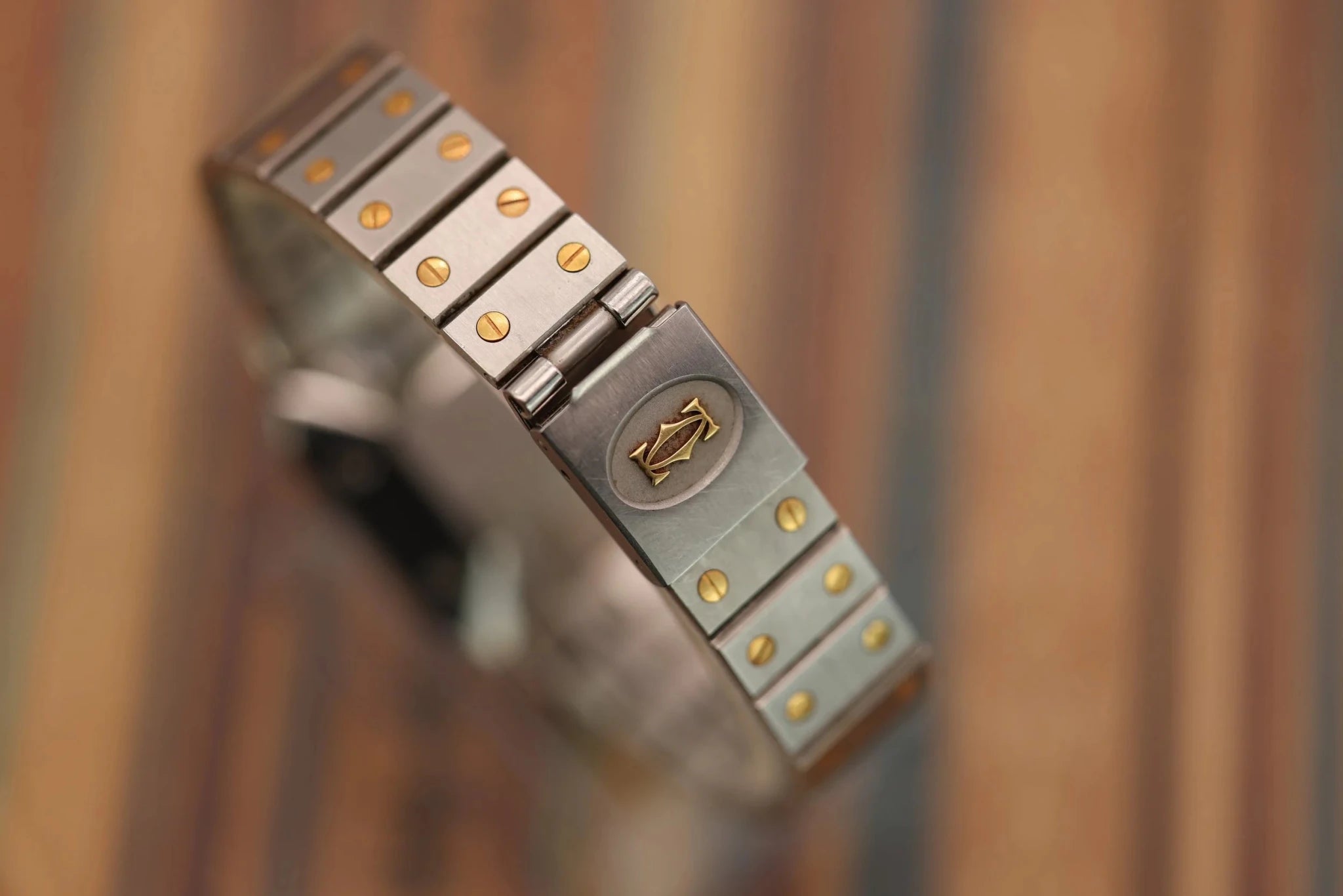 Cartier Santos Carree Ref. 2961 | Two-Tone | Á Pois Oxblood Dial - Sierra Time Co
