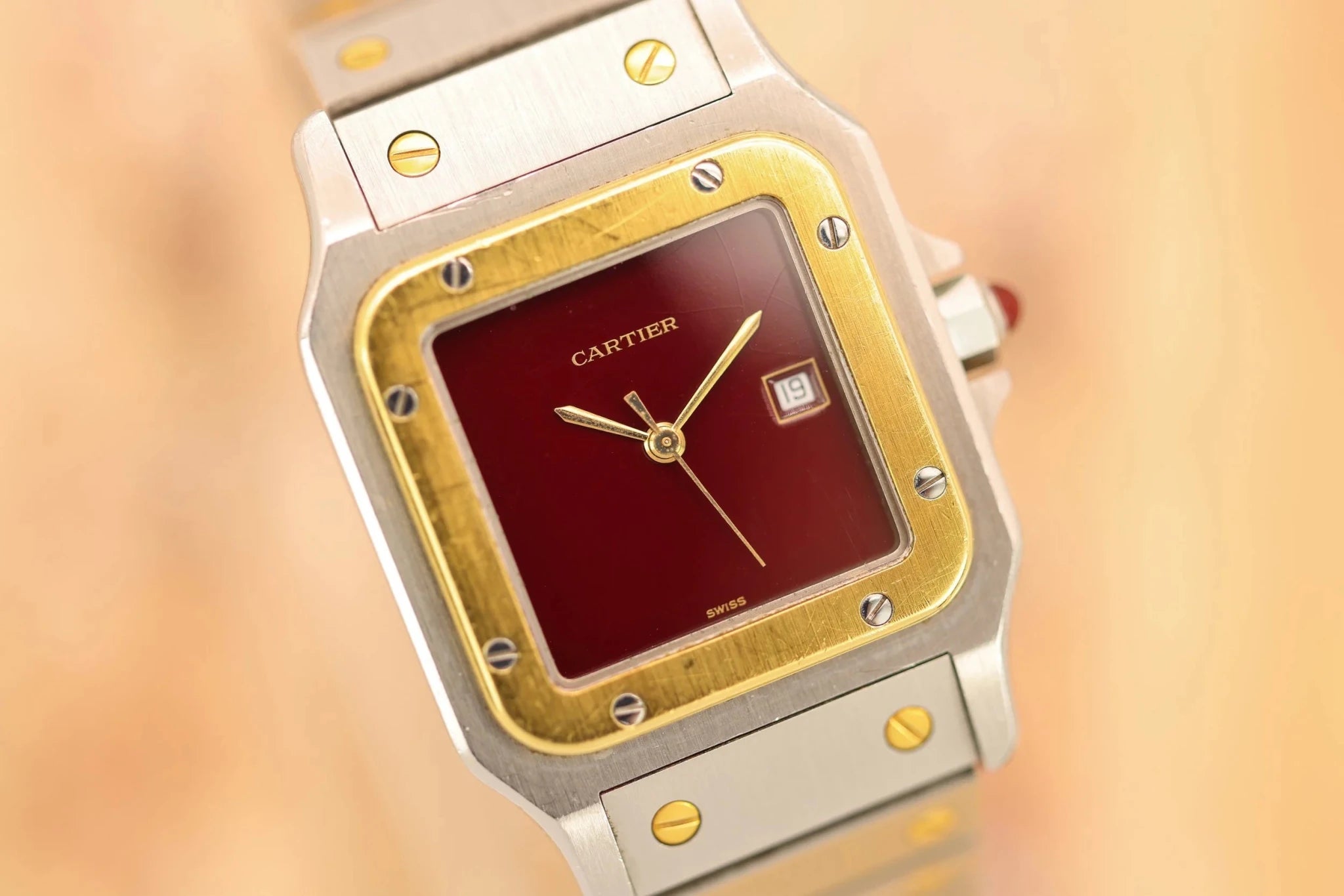 Cartier Santos Carree Ref. 2961 | Two-Tone | Oxblood Dial - Sierra Time Co