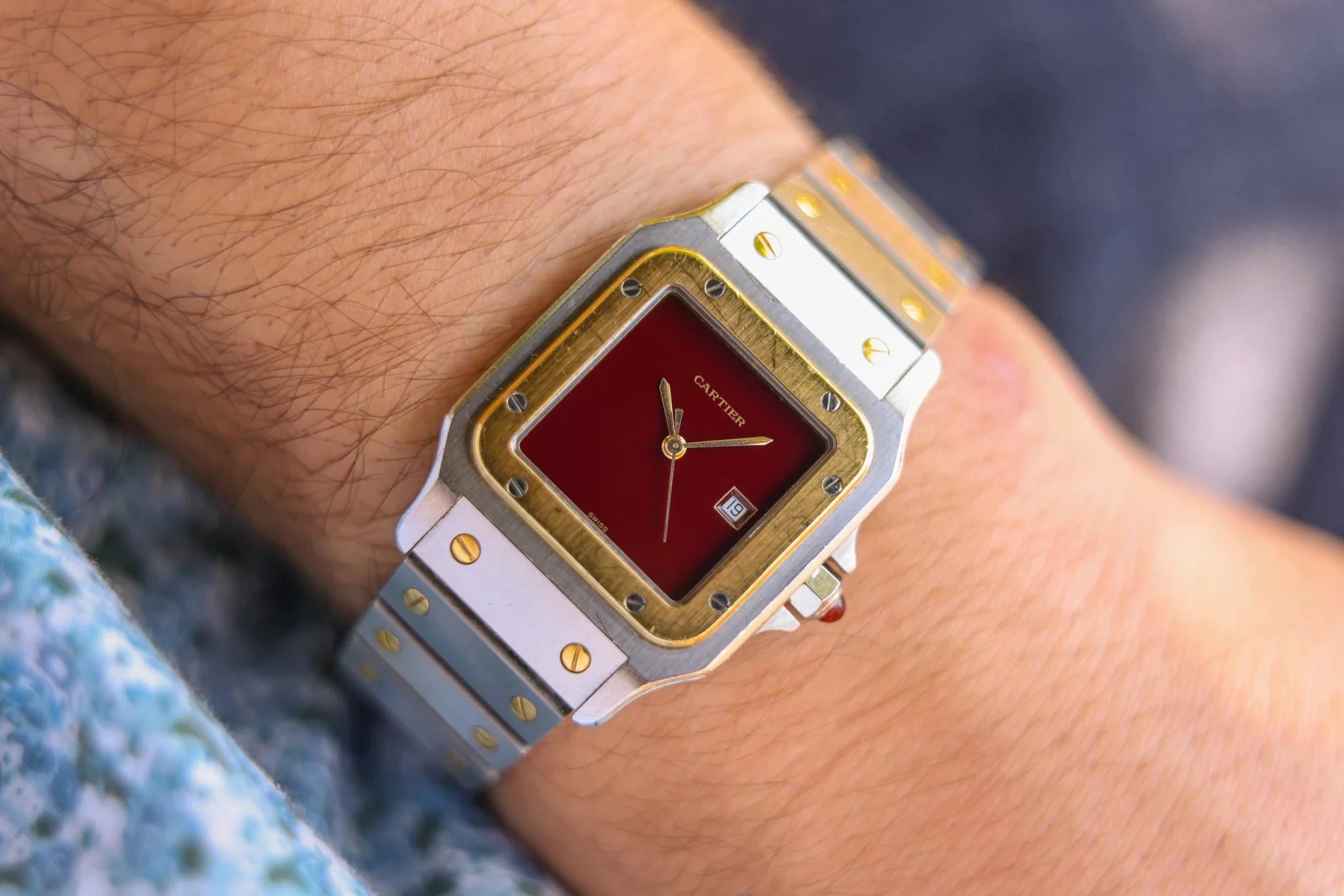 Cartier Santos Carree Ref. 2961 | Two-Tone | Oxblood Dial - Sierra Time Co