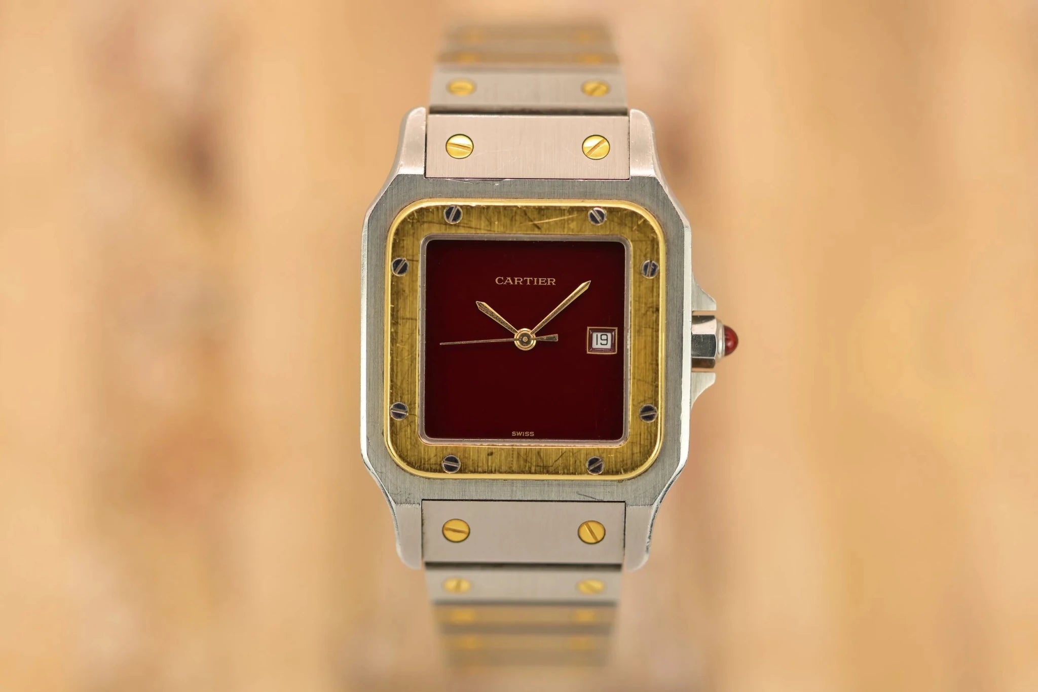 Cartier Santos Carree Ref. 2961 | Two-Tone | Oxblood Dial - Sierra Time Co