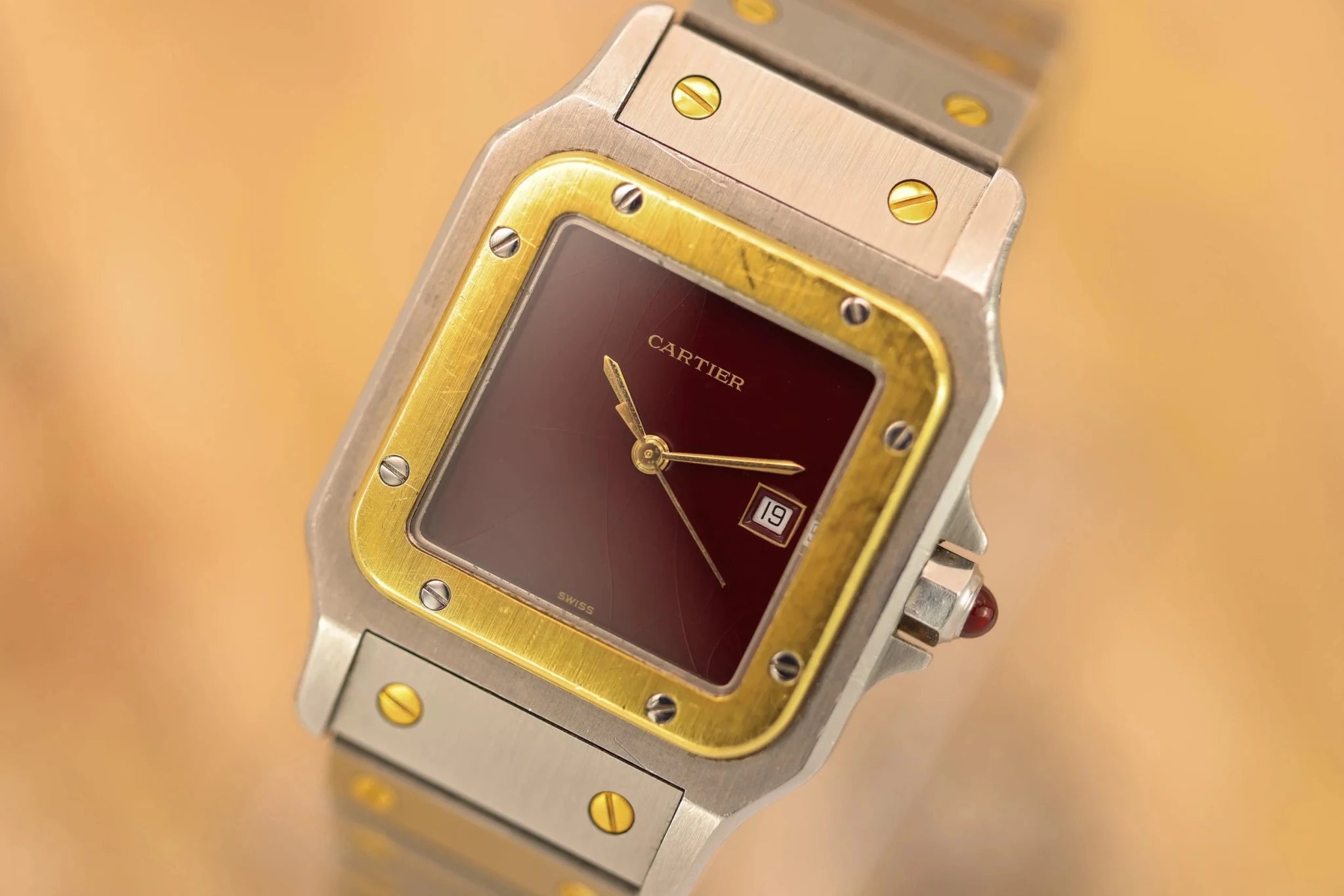 Cartier Santos Carree Ref. 2961 | Two-Tone | Oxblood Dial - Sierra Time Co