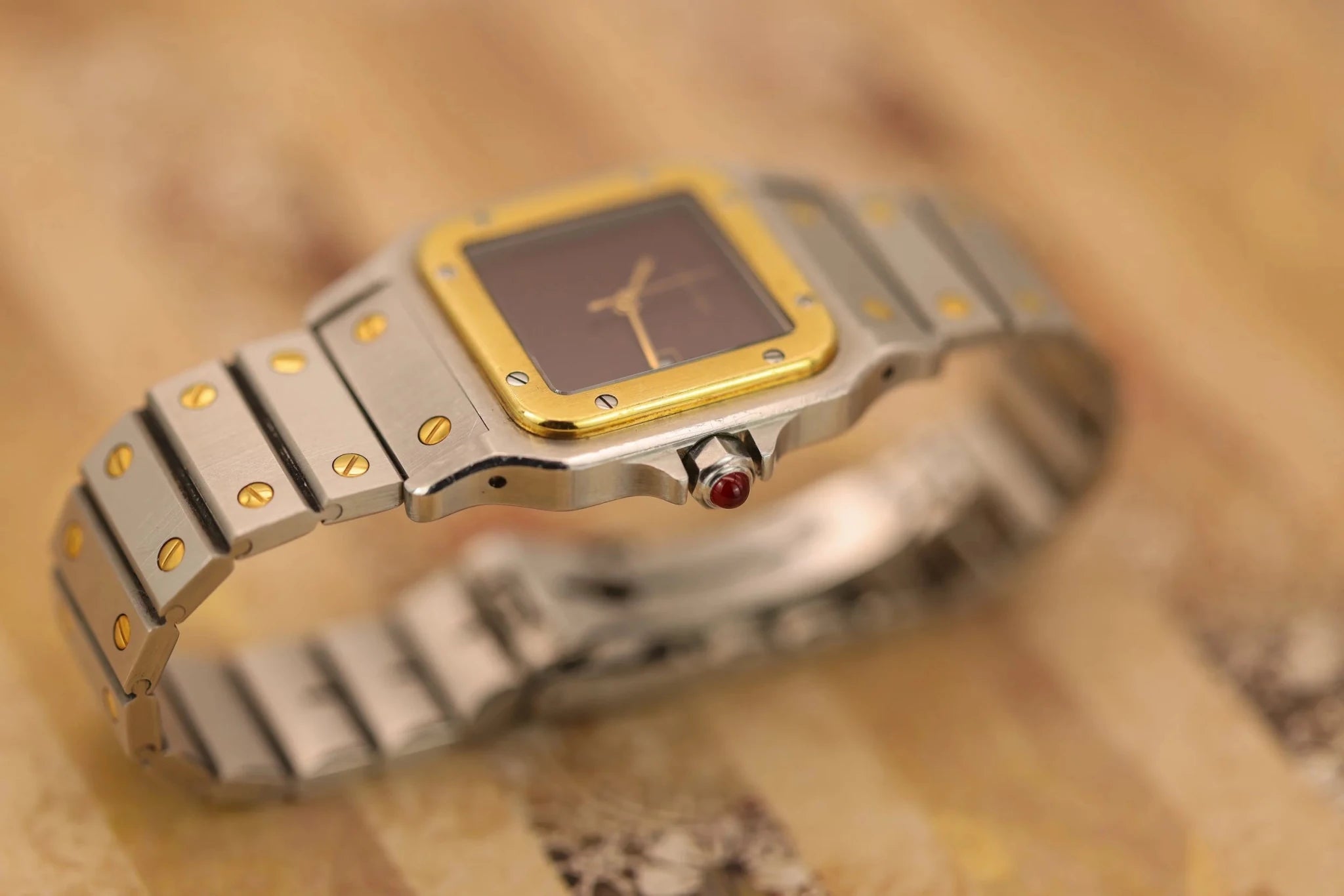 Cartier Santos Carree Ref. 2961 | Two-Tone | Oxblood Dial - Sierra Time Co