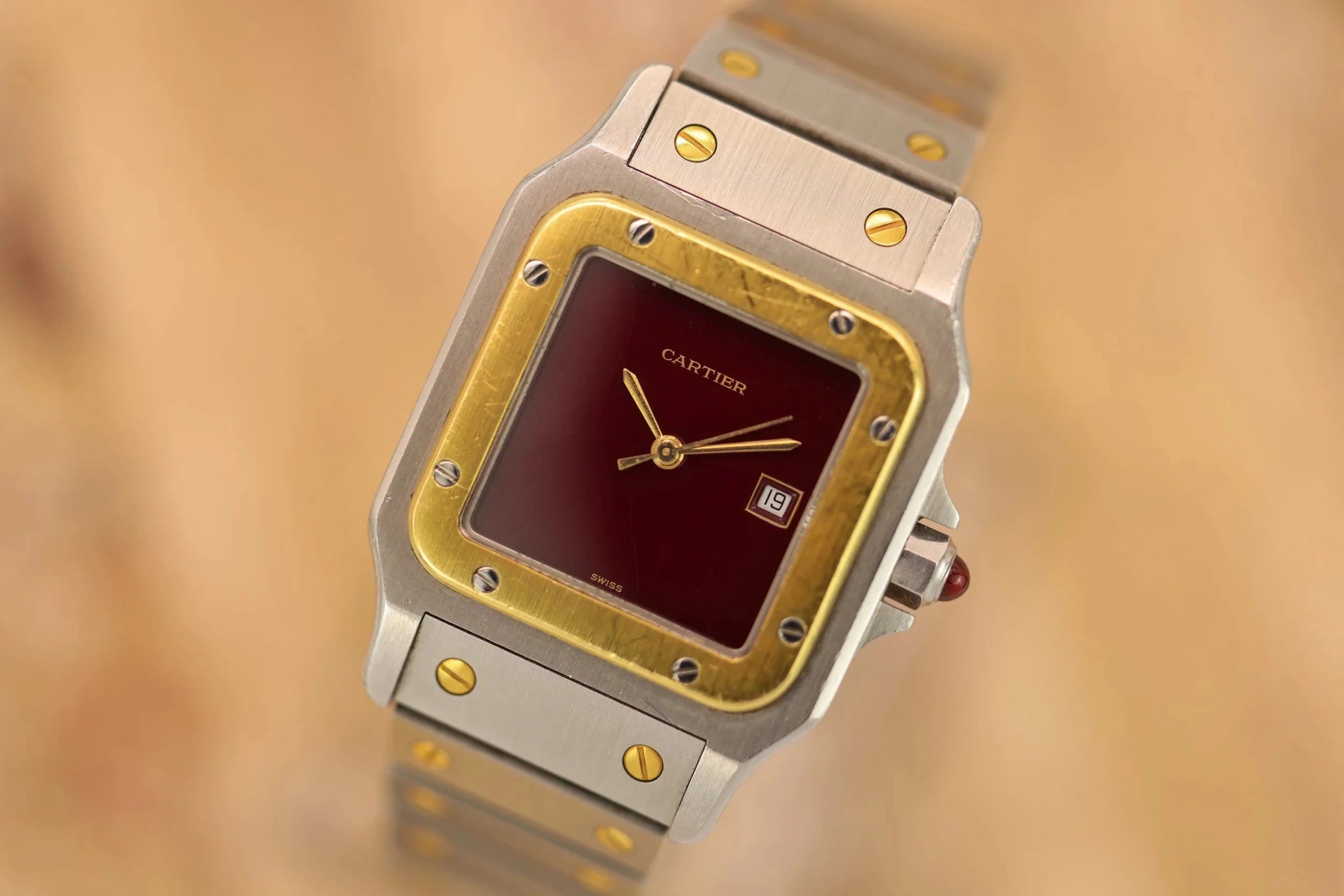 Cartier Santos Carree Ref. 2961 | Two-Tone | Oxblood Dial - Sierra Time Co