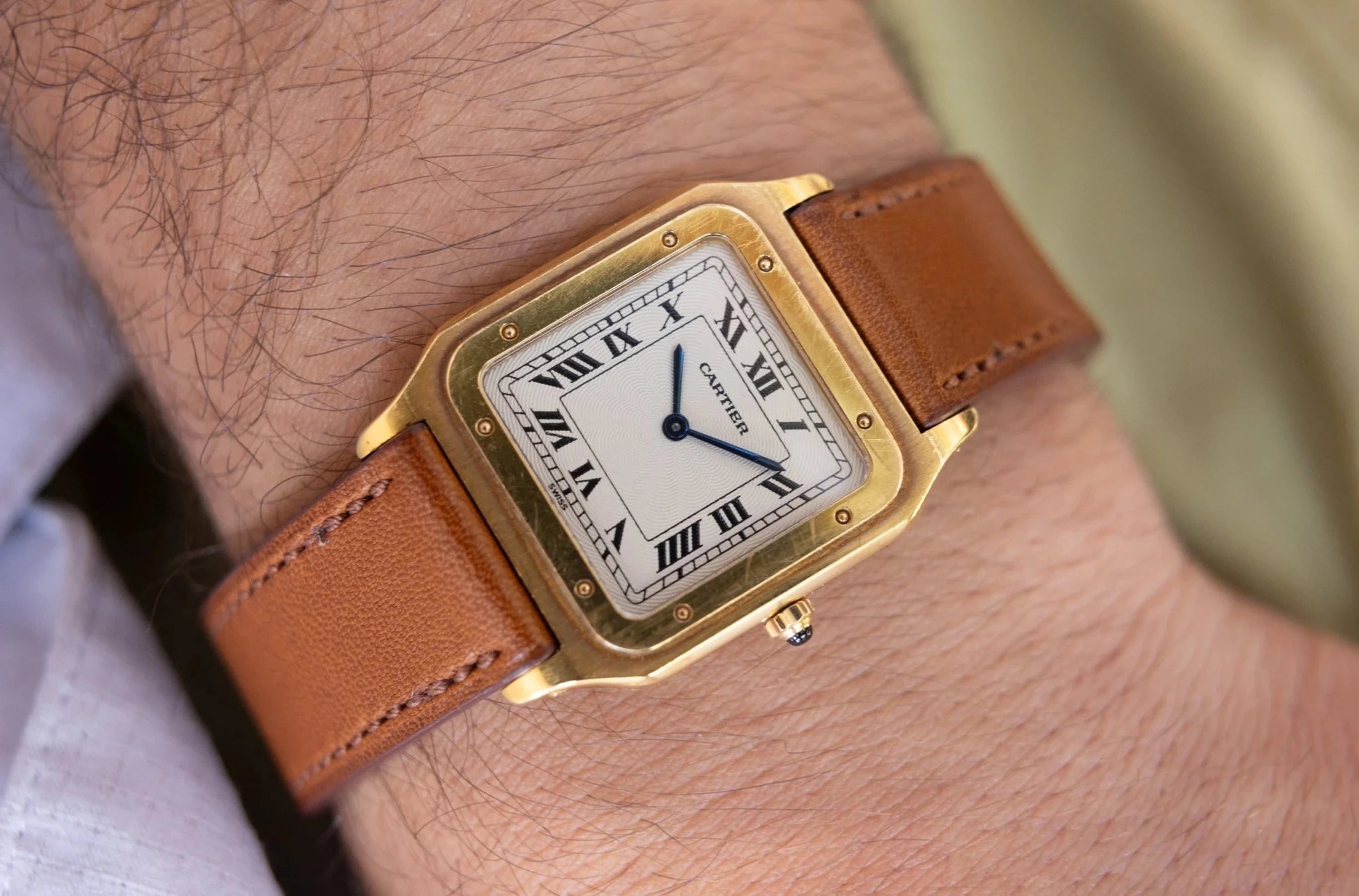 Cartier Santos Ref. 821054 | 18K Yellow Gold | Extra Thin Case | Flinque Dial - Sierra Time Co