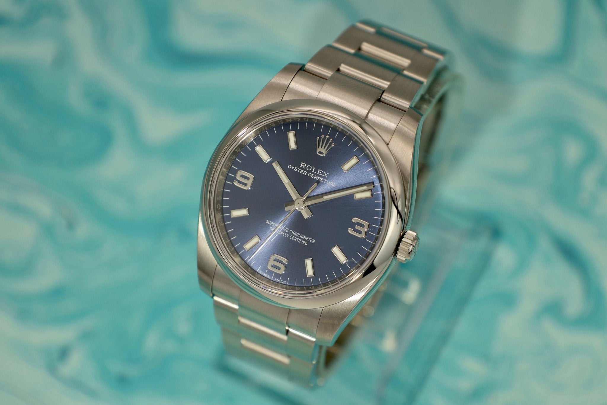 Rolex Oyster Perpetual Ref. 114200 | Blue 3-6-9 Dial - Sierra Time Co